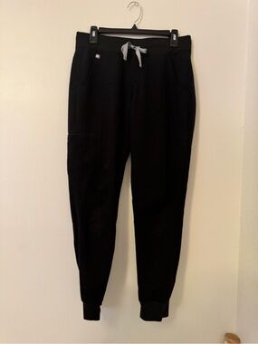 Figs Zamora Black Track Jogger Pants with Gray Drawstring